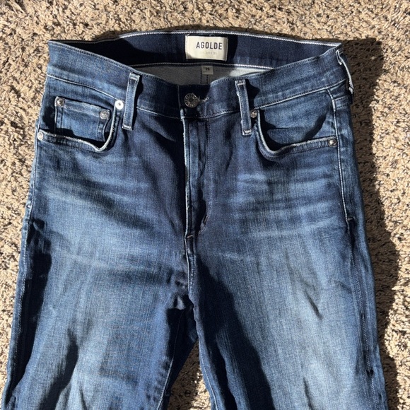 Agolde high rise cropped raw hem skinny jeans - Picture 2 of 11